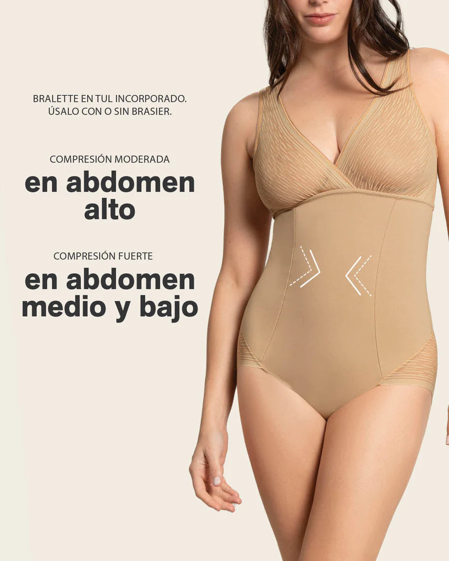 Body de control de abdomen, bralette incorporado