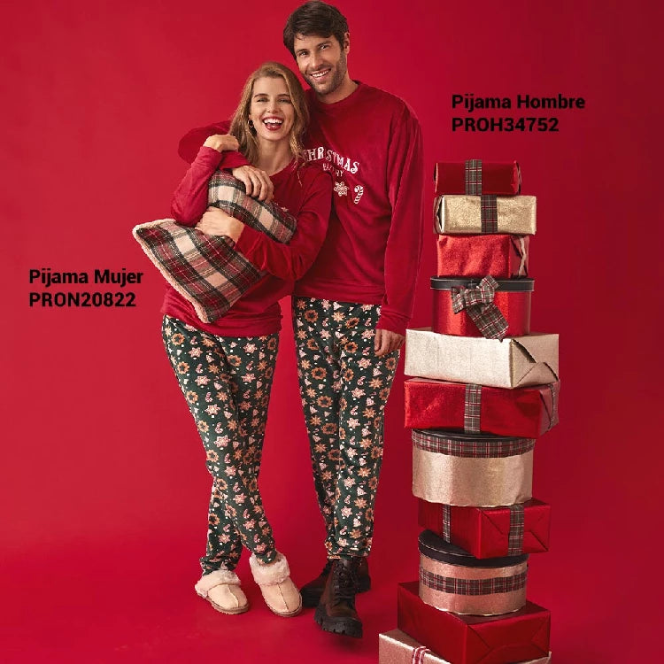 Pijama navideño pantalón largo puño N20822