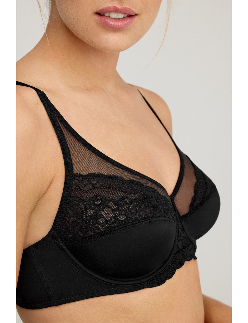 SUJETADOR FORRADO CON AROS REALIZADO EN MICROFIBRA COMBINADA CON ENCAJE Y TULW1891